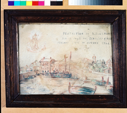 ex-voto, tableau : Vue du port de Beaulieu-sur-Mer