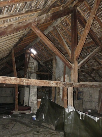 Partie centre-ouest. Etage de comble, vue de volume prise du nord-ouest.