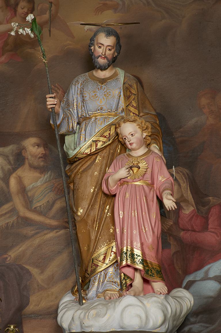 Groupe sculpté (petite nature) : saint Joseph et l'enfant Jésus