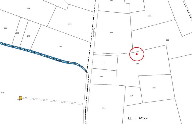 Localisation sur le cadastre de 2021, section 000E. Echelle d'origine 1/500e.