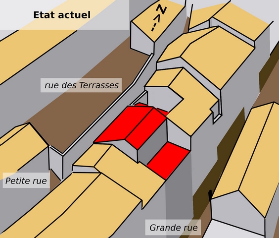 Le bâtiment dans son quartier, état actuel.