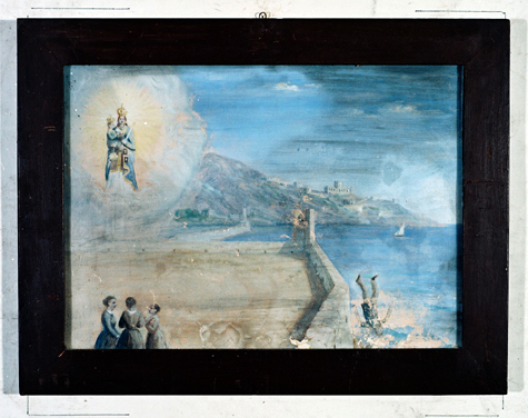 ex-voto, tableau : Chute d'un homme tombant de la digue du port de Nice