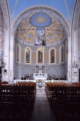 peintures monumentales du choeur : Apparition du Sacré-Coeur à Marguerite-Marie Alacoque