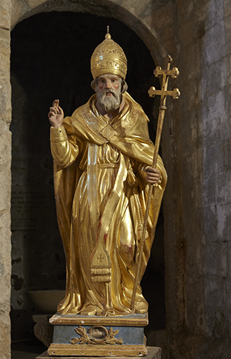 Statue-reliquaire (socle-reliquaire) : saint Sixte