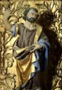 statues (10 statuettes) : Saint Jacques le Majeur, Saint André apôtre, Saint Jean Baptiste, Vierge à l'Enfant, Christ glorieux, Anges