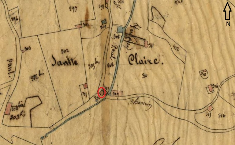 Plan de masse et de situation d'après le cadastre de 1833 (section A, parcelle 306).