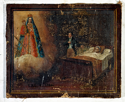 ex-voto, tableau : Demande de guérison d'une femme (N° 9)