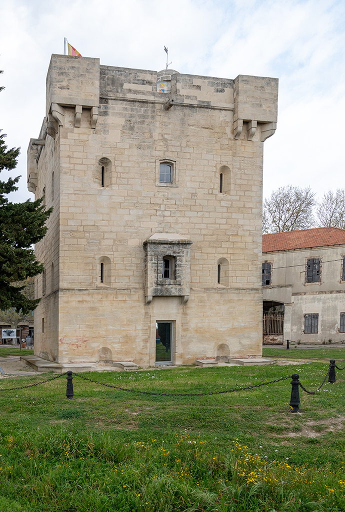 Tour Saint-Louis, élévation extérieure, face côté Rhône, ancienne porte remaniée et bretèches