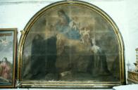tableau : remise du Rosaire à saint Dominique de Guzman et sainte Catherine de Sienne