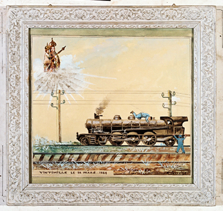 ex-voto, tableau : Mécanicien tombant de sa locomotive