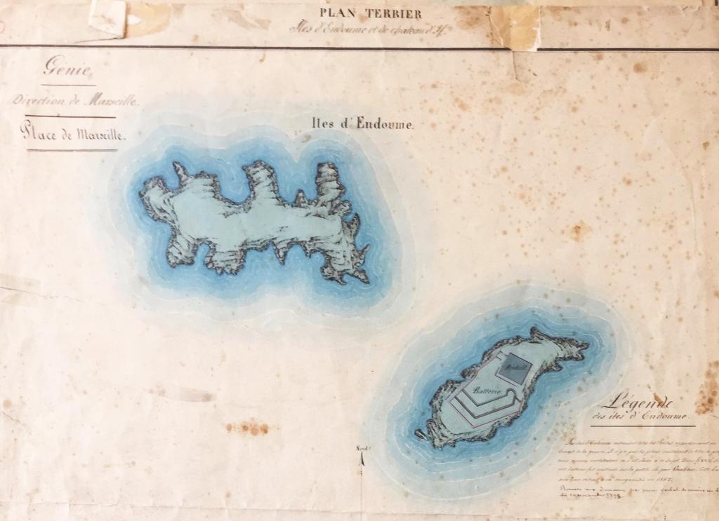 [Plan terrier militaire d'état des lieux des îles d'Endoume], 1898.
