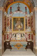 Ensemble de l'autel secondaire de Saint-Eloi : autel, tabernacle, deux  gradins d'autel, tableau d'autel, retable