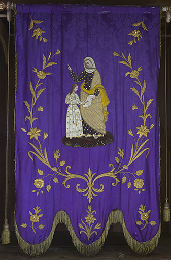 Bannière de procession : Éducation de la Vierge et Sainte Philomène