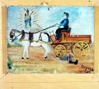 ex-voto, tableau : Fillette sous les roues d'une wagonnette