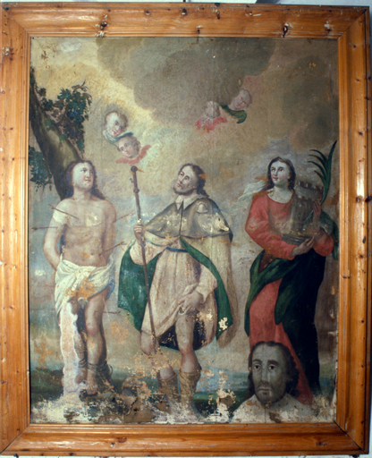 tableau : Saint Roch de Montpellier, saint Sébastien, sainte Barbe et le donateur