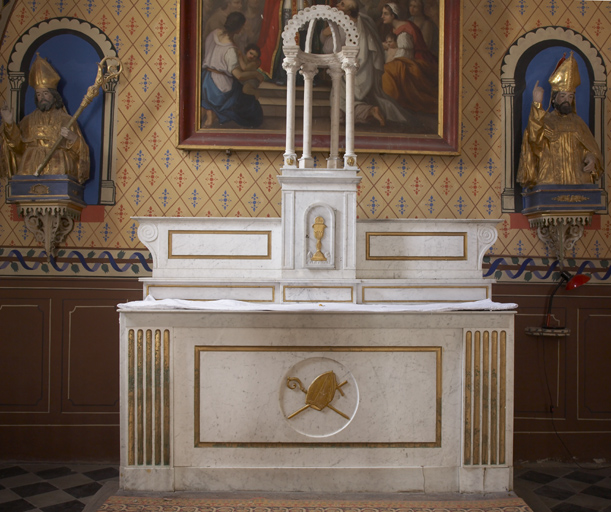 maître-autel, 2 gradins d'autel, tabernacle, exposition