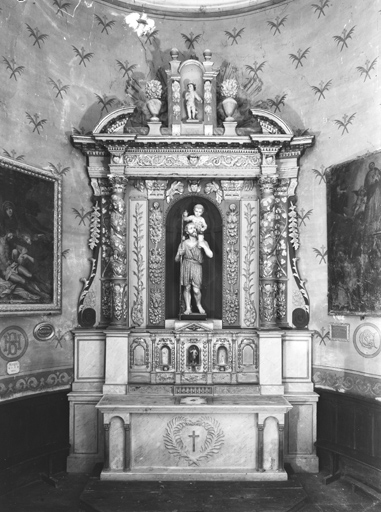 ensemble de l'autel de saint Christophe : autel, gradin d'autel, tabernacle, retable