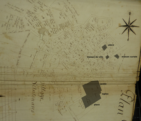 Propriétés de la communauté d'Antonaves en 1775 d'après l'extrait du plan terrier n°1.