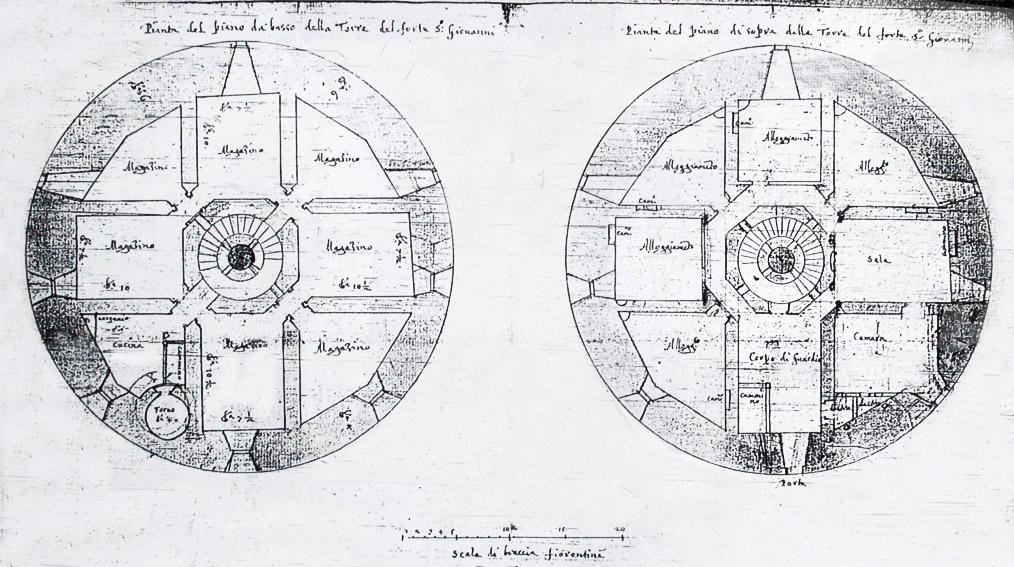 [Plans du projet de la tour du fort San Giovanni à Pomègues], 1597.
