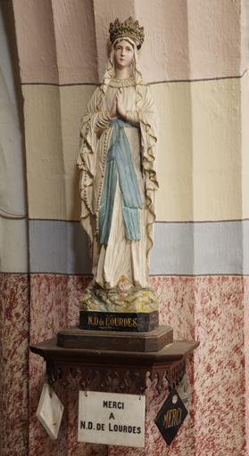 Statue (petite nature) : Vierge dite Notre-Dame-de-Lourdes et couronne de statue