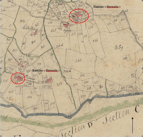 Carte 2. - Le regroupement familial dans le hameau agricole : « bastides » de Plan d’Asse et hameau de Brige.