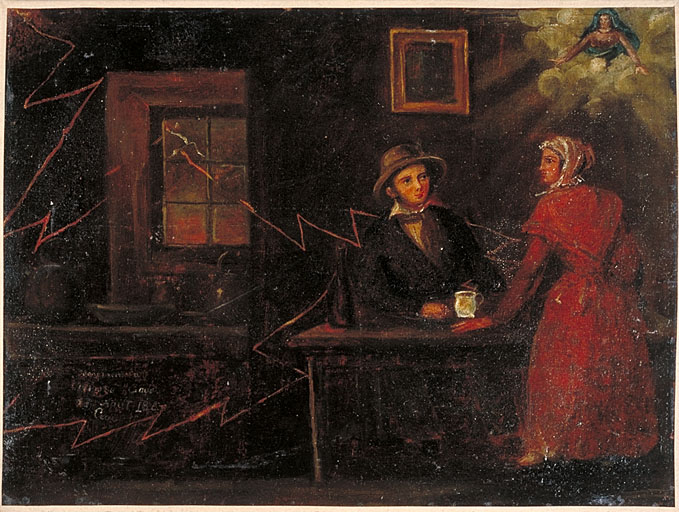 tableau, ex-voto : Accident dû à la foudre (N° 1)