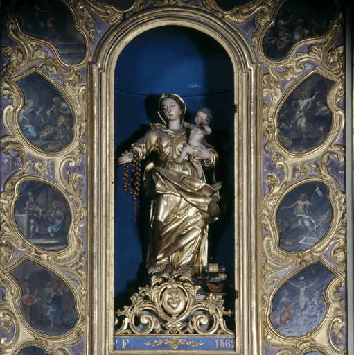 statue (petite nature) : La Vierge à l'Enfant, haut-relief