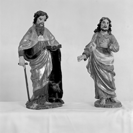 ensemble de 2 statues (statuettes) : Saint Antoine abbé, Saint Joseph