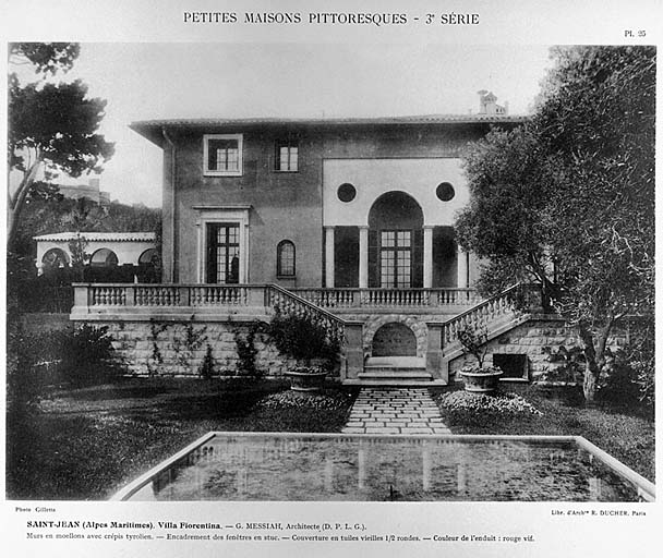 Saint-Jean-Cap-Ferrat. Villa éclectique à tendance italienne avec porche ouvert par une serlienne (villa Fiorentina).