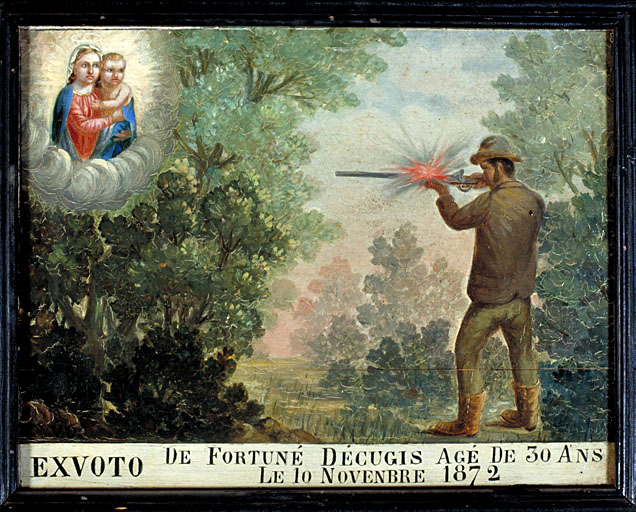 tableau, ex-voto : Accident de chasse de Fortuné Décugis