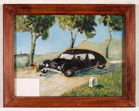 ex-voto, tableau : Enfant renversé par une voiture automobile, Daniel Tinca