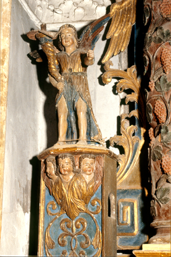 statues (2) (paire, en pendant, statuettes) : Anges