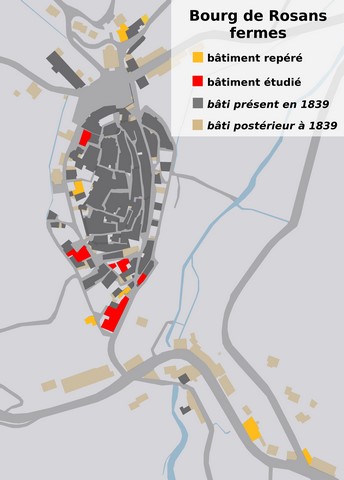 Fermes repérées et étudiées au bourg de Rosans.