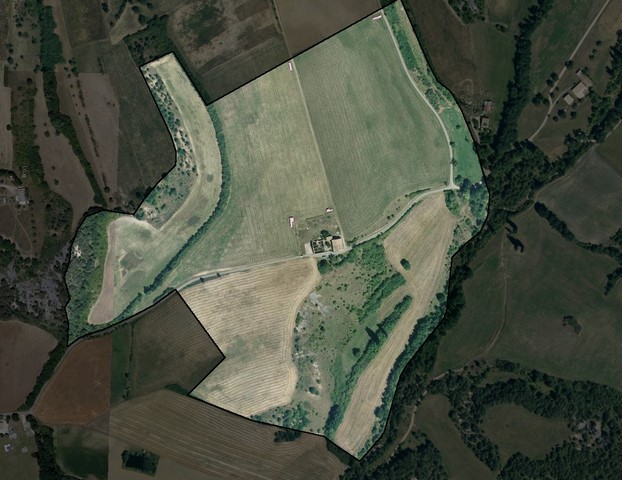Emprise du domaine agricole en 1839, d'après la vue aérienne de 2018.