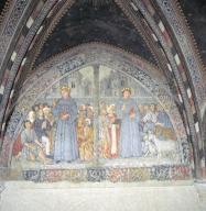 Peintures monumentales de la 1ere chapelle est : les guérisons miraculeuses de saint Antoine, saint Antoine et les prisonniers, saint Antoine et les naufragés