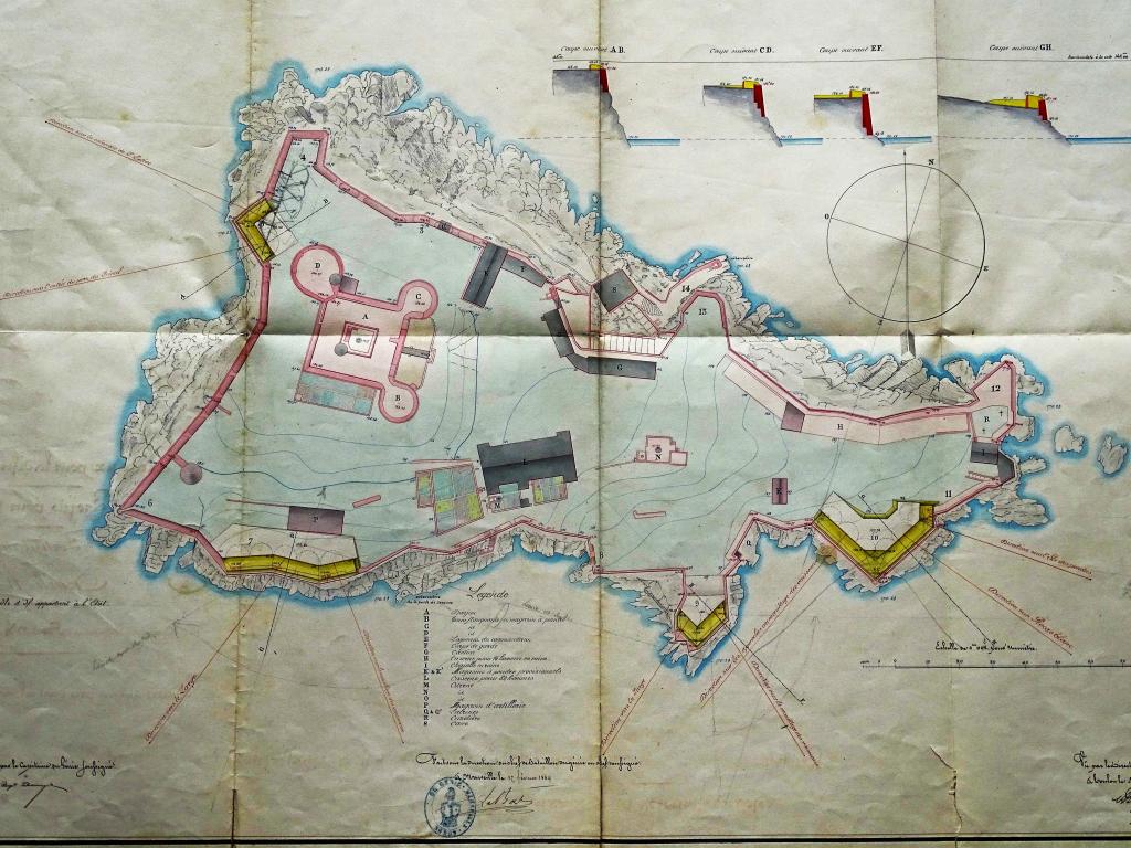 [Plans du projet de réorganisation des batteries du Château d'If], 1849.