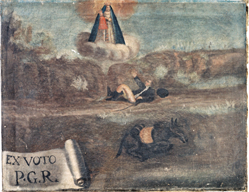 ex-voto, tableau : Chute d'un homme tombé de cheval