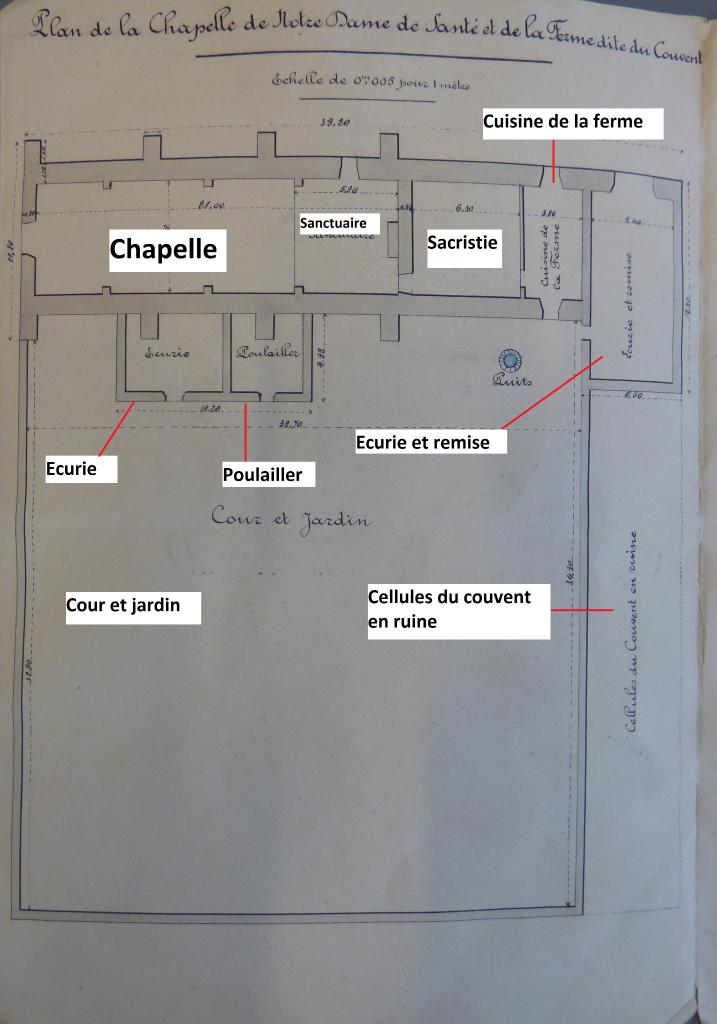 Chapelle, puis couvent de trinitaires, puis ferme, actuellement chapelle Notre-Dame-de-Santé