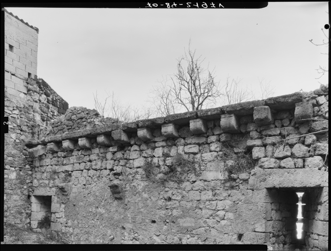 Section de la courtine entre les tours 5 et 6. Chemin de ronde.