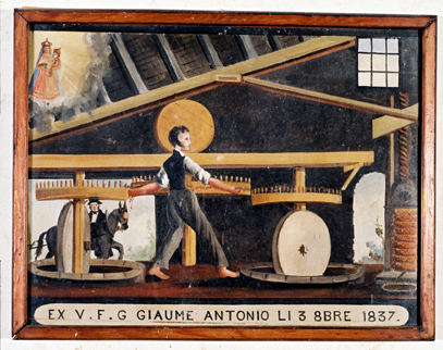 ex-voto, tableau : Accident dans un moulin, Antonio Giaume