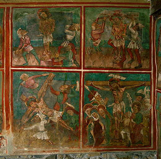 ensemble des peintures monumentales du mur sud de la chapelle Saint-Jacques