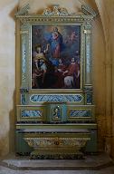 Ensemble de l’autel secondaire de la Sainte Vierge : autel, tabernacle, deux gradins d’autel, retable, tableau d'autel