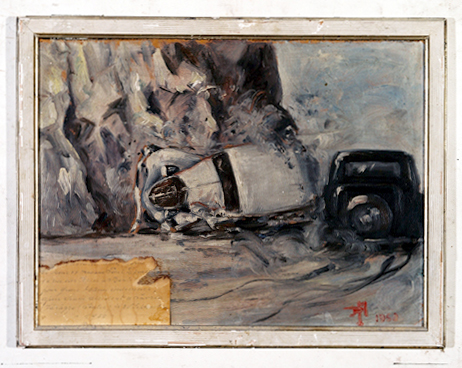 ex-voto, tableau : Accident de voiture automobile, famille Loma