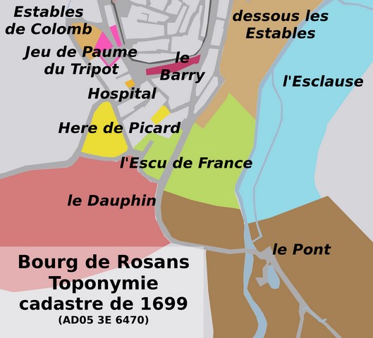 Toponymie d'après le cadastre de 1699.
