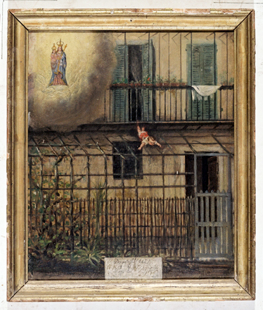 ex-voto, tableau : Chute d'un bébé tombant d'un balcon, Paolo Domalla