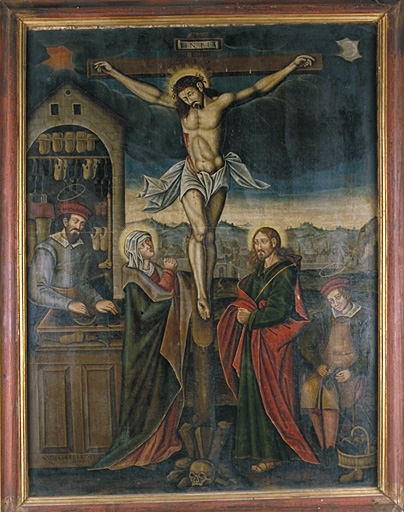 tableau : Calvaire avec saint Crépin et saint Crépinien