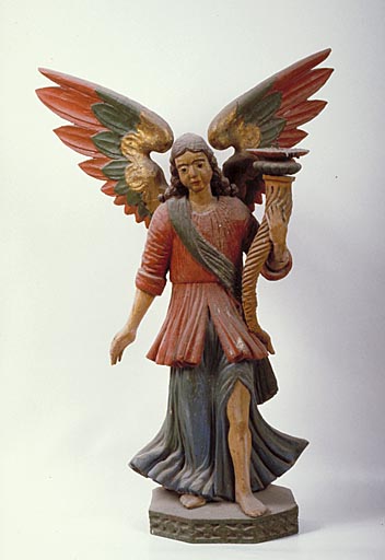 statues (2) (paire, en pendant, statuettes) : Ange