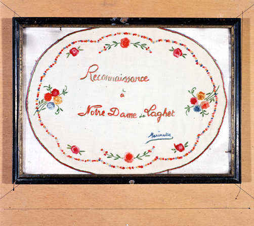 ex-voto, tableau de broderie : Reconnaissance, Marinette