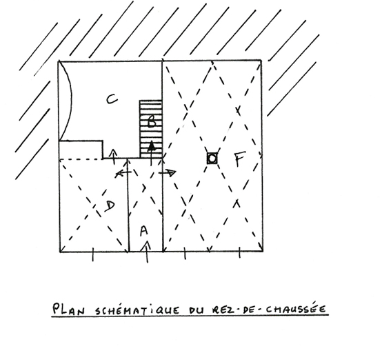 Le Casset. Ferme 1415. Plan schématique du rez-de-chaussée.