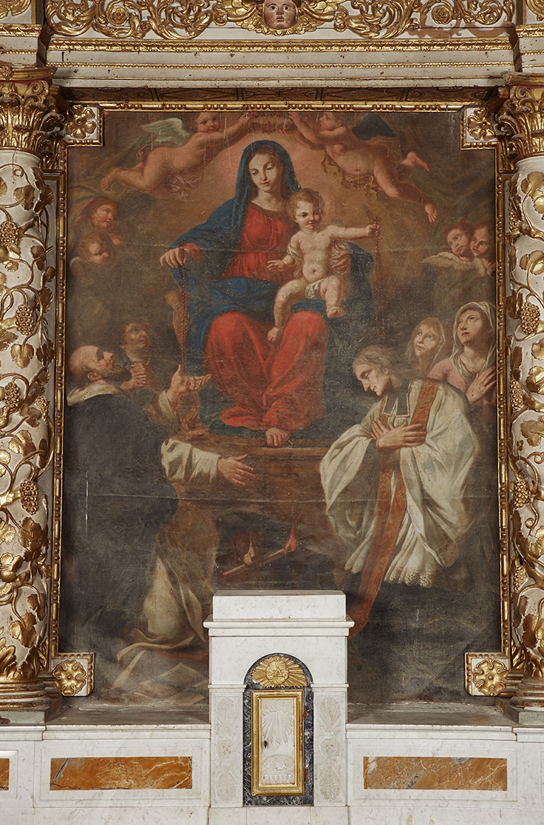 Tableau d'autel : Donation du Rosaire